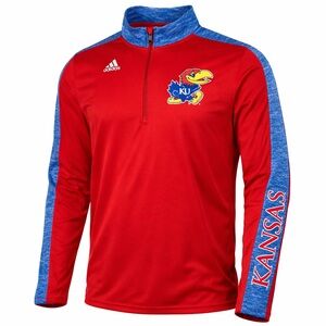 ❄️Adidas Kansas Jayhawks Quarter Zip Pullover Climacool Red Blue NCAA 2XL